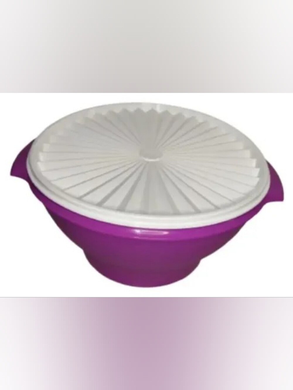 Tupperware Purple Mixing Bowl with White Snap-On Lid